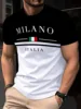 Italia Milano Letter Pattern 3D Prited Men's Tshirts Short Sleeve Casual Tops Mens O-neck T-shirt Boys Loose Streetwear