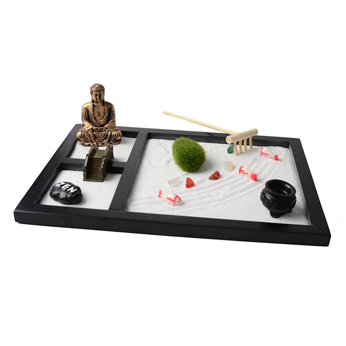 BAAU Japanese ZenGarden Kit for Desk-Relaxing Sand Box Set with Accessories for Office Tabletop Decor and MeditationGift