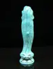 Chinese Turquoise Handmade Carved Statue Kwan-Yin Lotus Exquisite 6