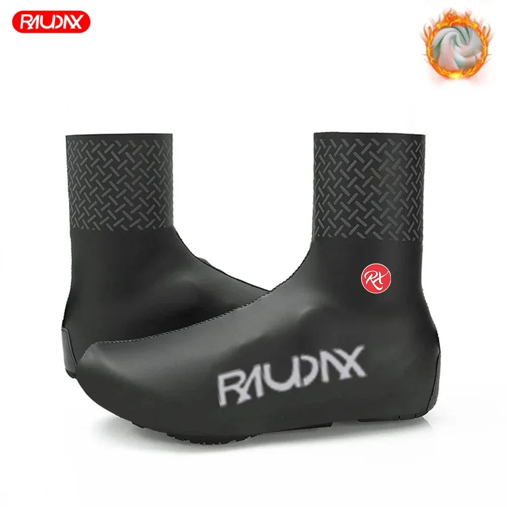 Raudax Winter Thermal Fleece Cycling Shoe Cover Man MTB Bike Sport Shoes Covers Women Bicycle Overshoes Cubre Ciclismo Windproof bicycle shoe covers