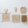 4pcs/Set Personalized Name Muslin Cotton Baby Blanket + Baby Comforter Towels +Baby Teether +Baby Bibs Newborn Gift Sets 3
