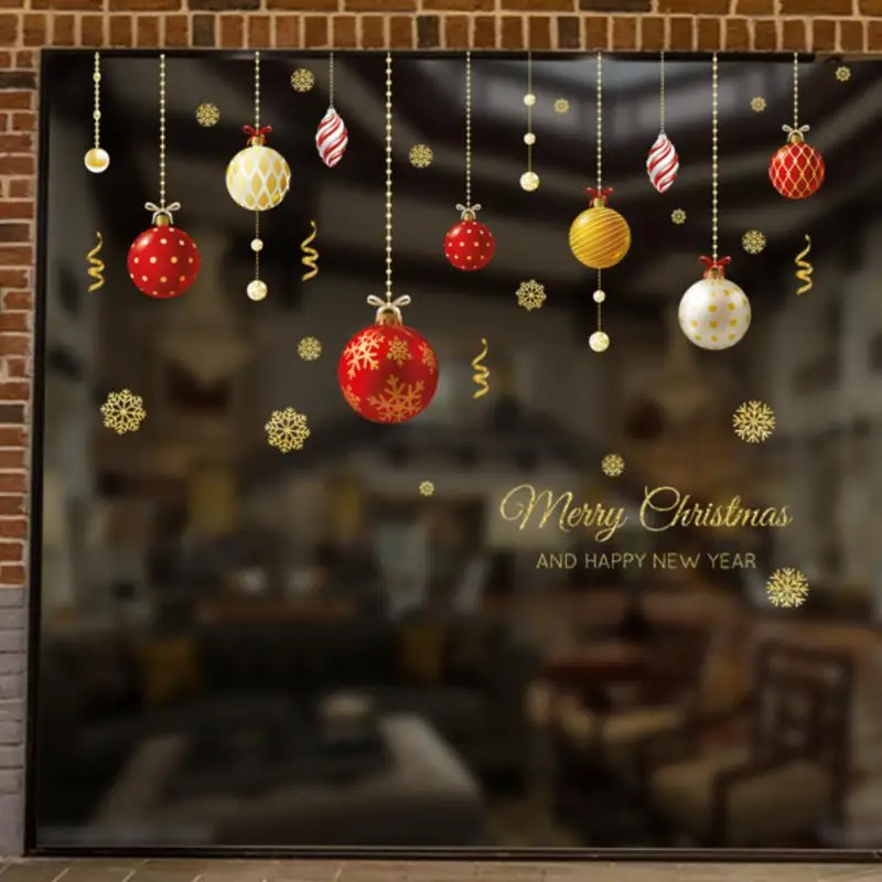 1~10PCS Christmas Window Stickers Xmas Ball Mirror Stickers Wall Ornaments Merry Christmas Decoration Mirror Sticker New Year