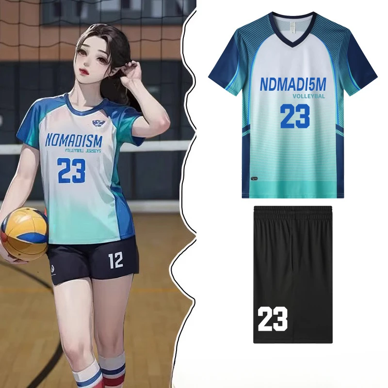 New Volleyball Suit Men's and Women's Volleyball Sportswear Set Short Sleeve Feather Competition Suit Team Large Size