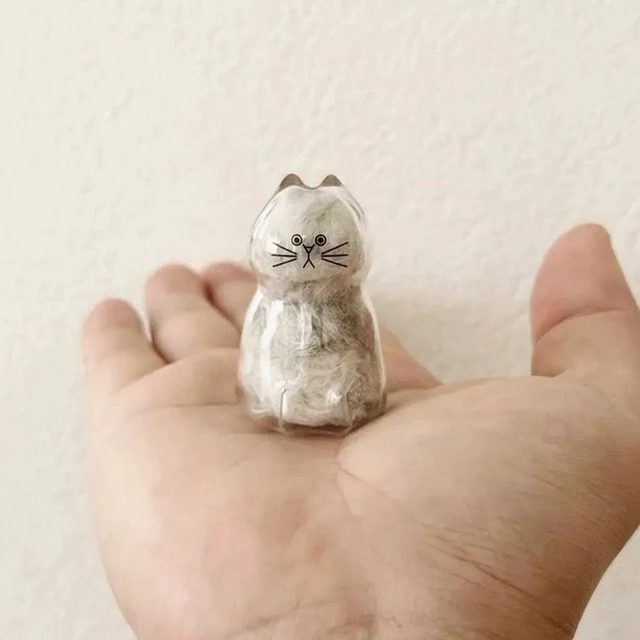 Transparent Cat Hair Storage Box Puppy Hair Keychain Cat Hair Storage Capsule Dog Fur Container Keychain Pets Cat Accessories 3