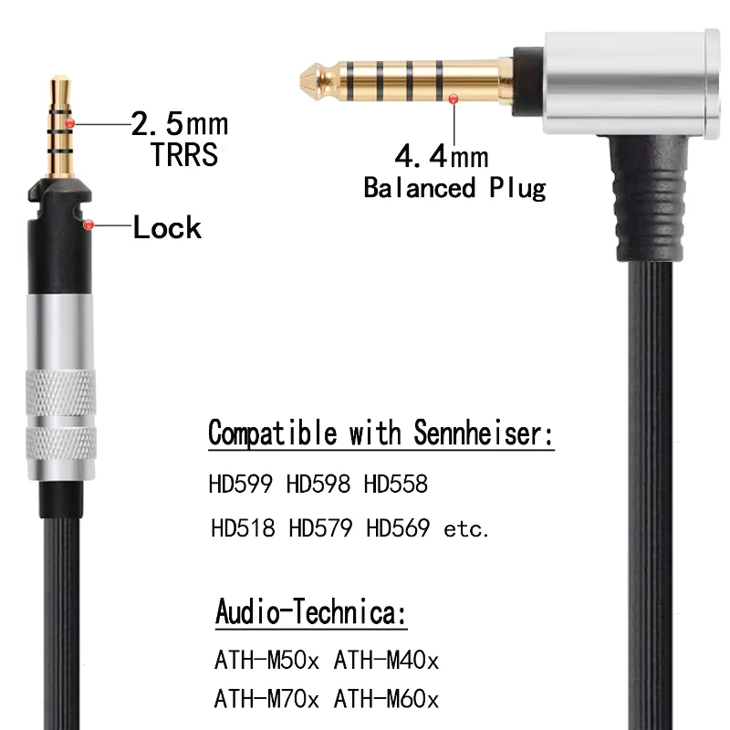 Сменный кабель для наушников Sennheiser HD598 HD558 HD559 HD518 HD560s 3,5 мм стерео бас аудио кабель 2,54,4 мм Баланс (art.: 7a4045f34) - 7a4045f34