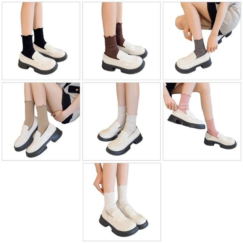 Cotton Socks,Lolitas Ruffle Turn Cuffs Ankle High Socks Frilly Socks