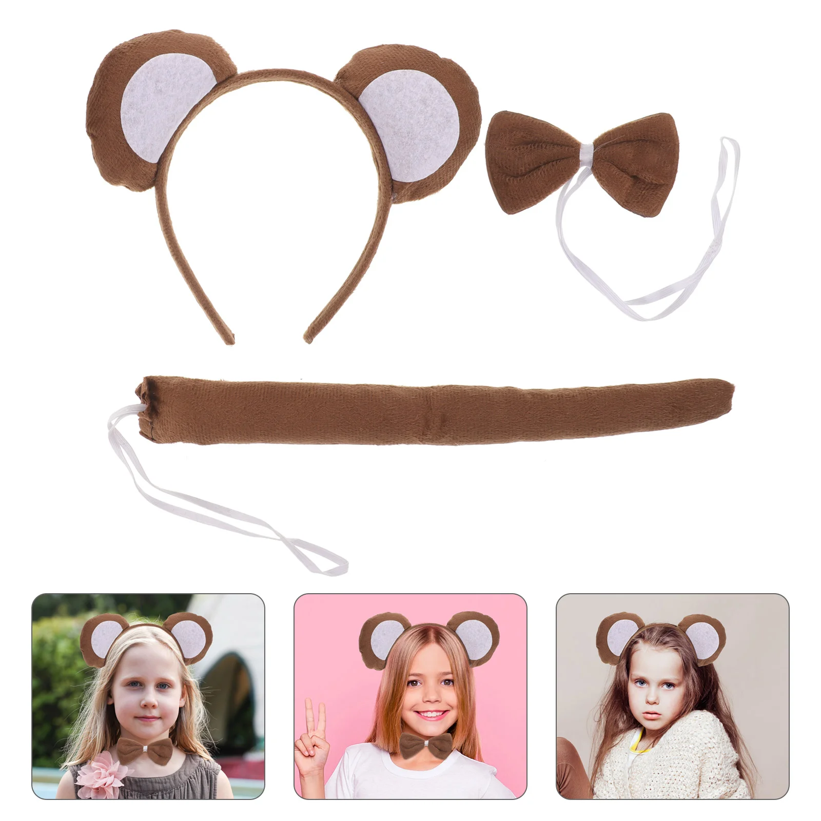 Aboofan Halloween Costumes Baby Clothes 3 Pcs Set Monkey Costume Set Monkey Ear Headband Bowtie Tail Cosplay Costume Party