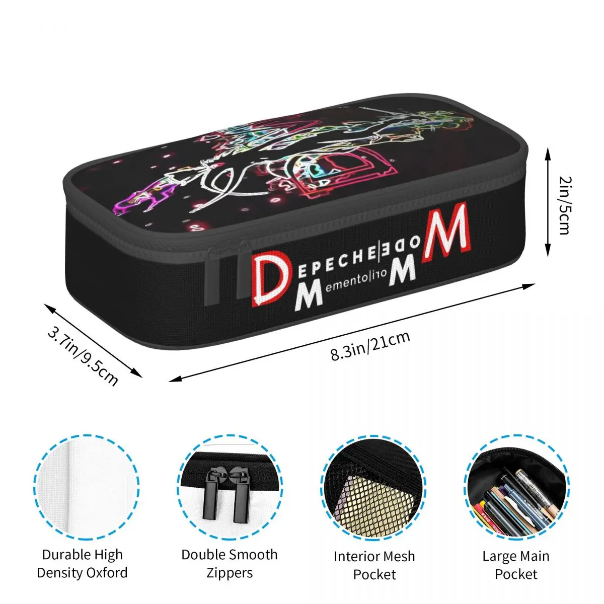 Korean Electronic Rock Depeche Cool Mode Pencil Cases for Girls Boys Large Storage Pen Bag Box Stationery
