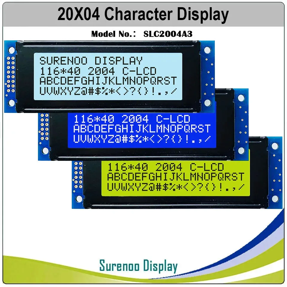Surenoo 116*40MM 2*8Pin 204 20X4 2004 6800 IIC I2C Character LCD Module Display Screen LCM White LED Backlight English Japanese lcd display module display module