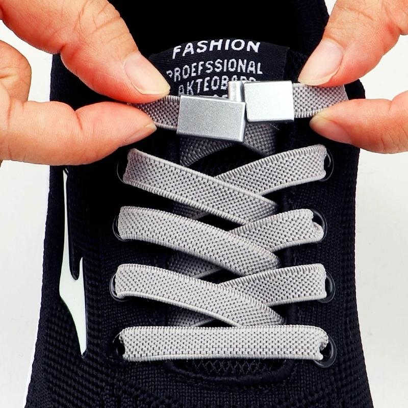 Magnetverschluss-Schnürsenkel ohne Bänder, 8 mm breit, flache, elastische Schnürsenkel, Sneakers, Tennis, ohne Binden, Schnürsenkel, einfach zu verwendendes Schuhzubehör