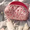 Storage Organizer Floral Puffy Quilted Makeup Bag Flower StrawberryPrinted Makeup Accessory Large Travel Cosmetic Bag 5
