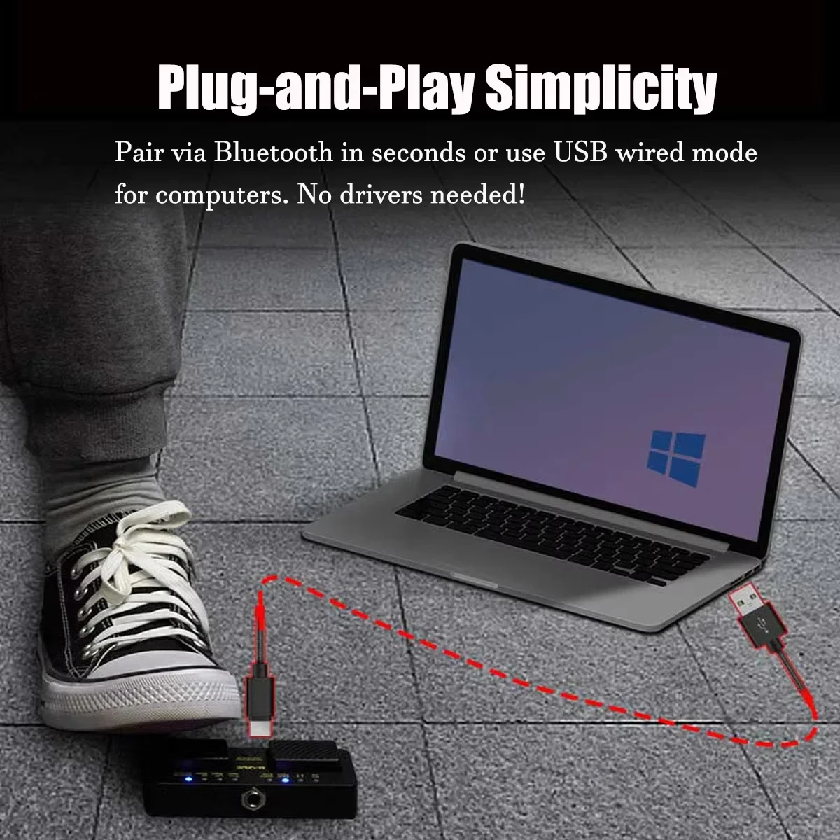 รูปสินค้า สวิตช์เท้าไร้สาย USB สำหรับมือถือและแท็บเล็ต