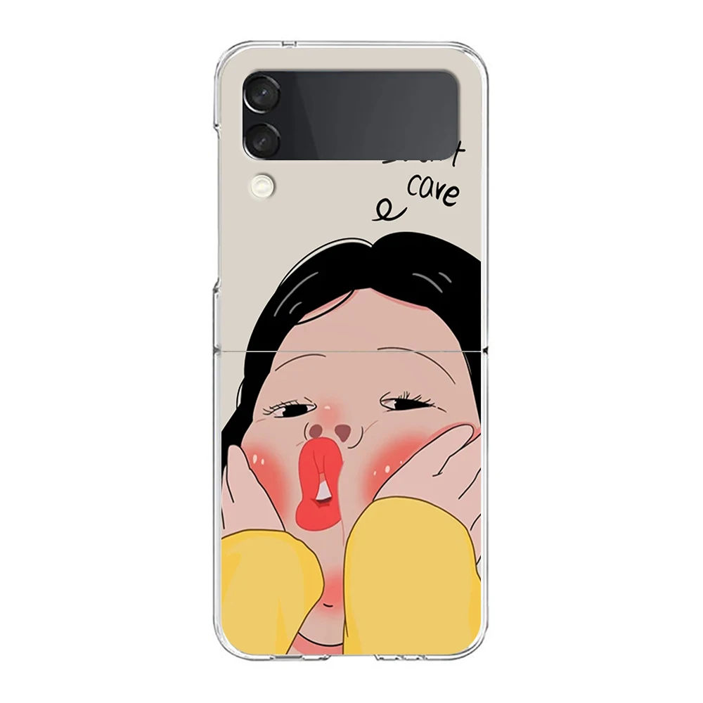 Cartoon Couple Design Hard Folding Clear Phone Case