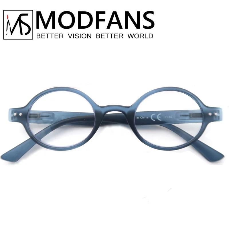 Classic Round Frame Lightweight Reading Glasses with Spring Hinge, Diopter +1.0 to +4.0