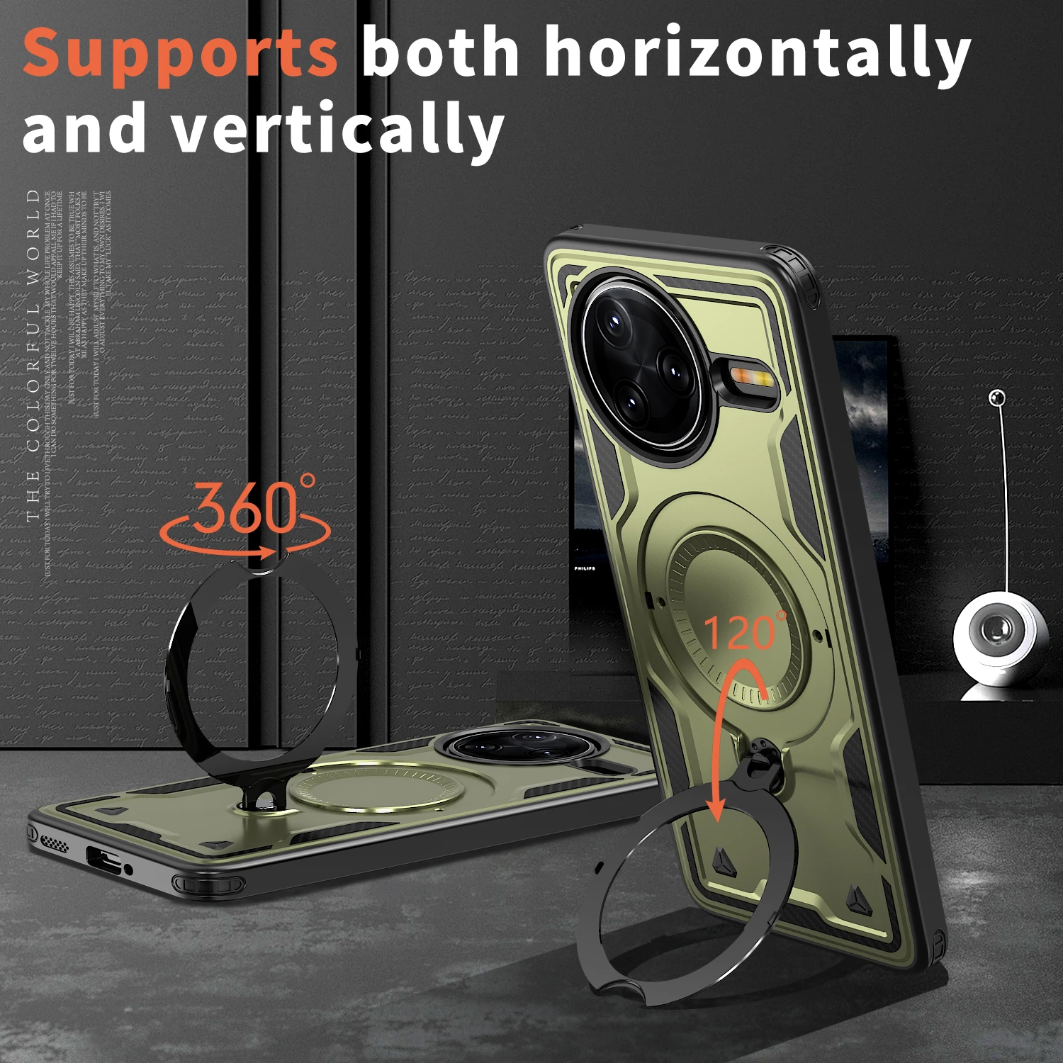 Magnetic Armor Bracket Case with Foldable Stand and Magsafe Compatibility