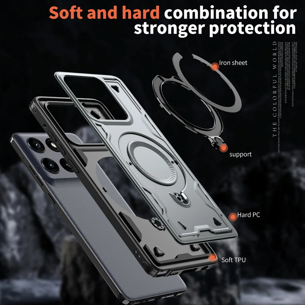 Metal Ring Magnet Wireless Charging Case - Premium Back Cover