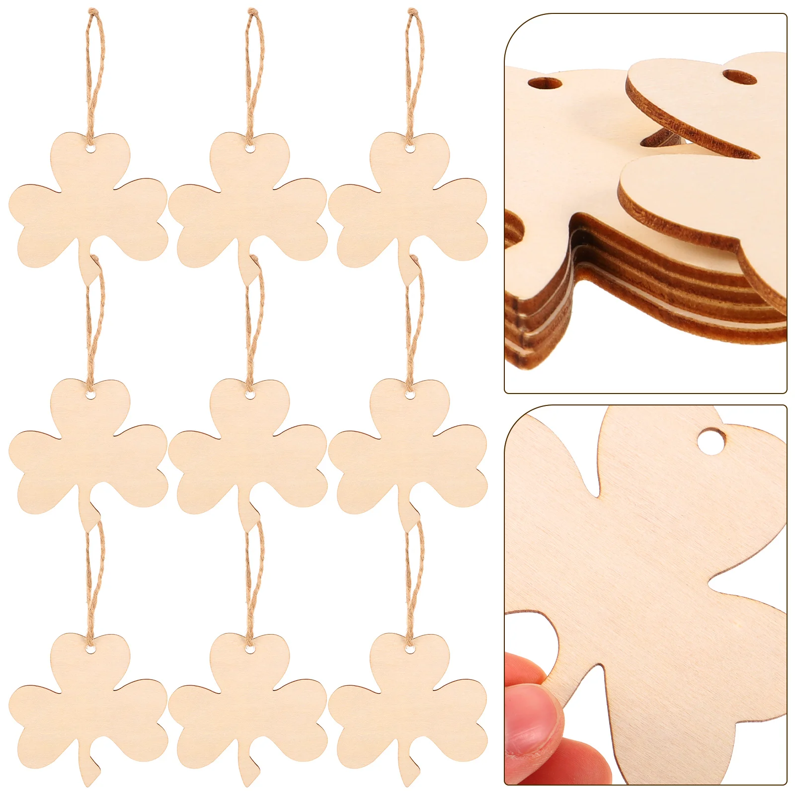 

30 Pcs Pendant Kids Crafts Wood Cutouts Unfinished Wooden Clovers Slices DIY Graffiti Child Chips