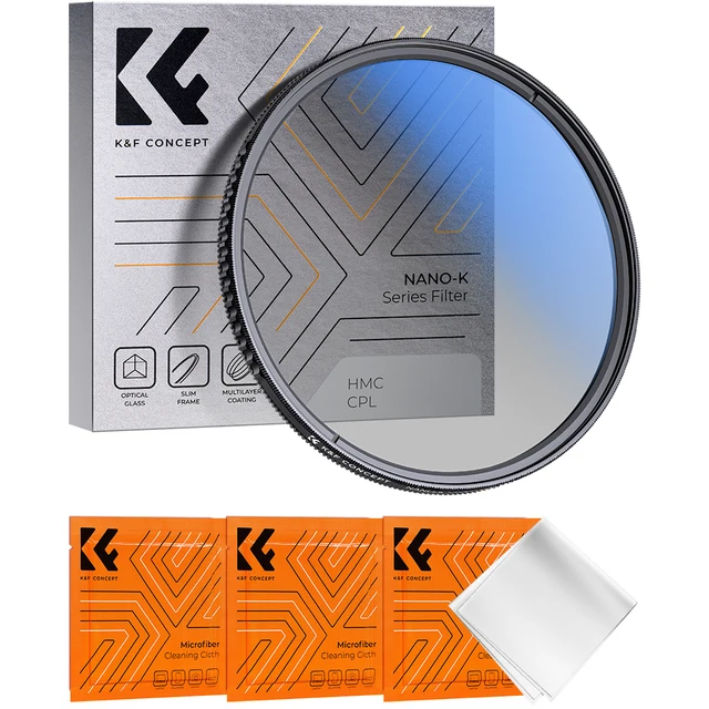 K&F CONCEPT CPL Camera Lens Filter Ultra Slim Optics with Multi Blue Coated Circular Polarizer 49mm 52mm 58mm 62mm 67mm 77mm