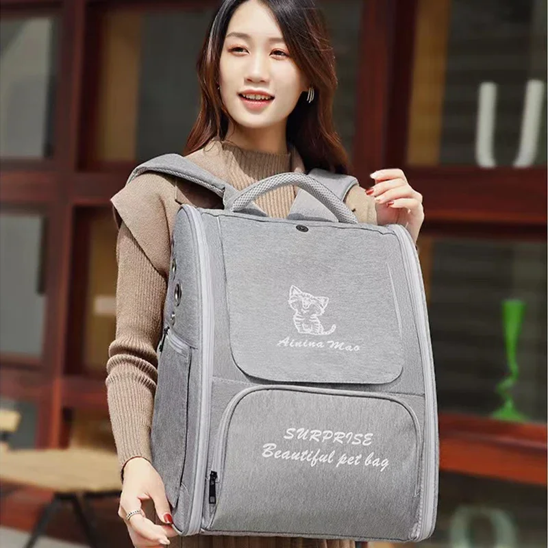 Cat Backpack Pet Carrier Bag Portable Collapsible Breathable Thickened Straps Easy to Clean Pet Travel Carrier Backpack