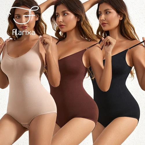 Flarixa 심리스 바디셰이퍼 여성용 바디수트, 오픈 가랑이 셰이프웨어, 산후 배 컨트롤 셰이프웨어, 슬리밍 속옷 점프수트 4