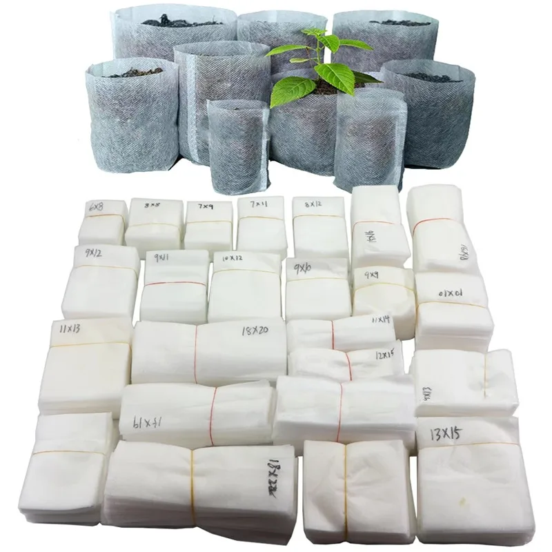 

100PCS Biodegradable Nonwoven Fabric Nursery Plant Grow Bags Seedling Growing Planter Planting Pots Eco-Friendly Bag for Garden