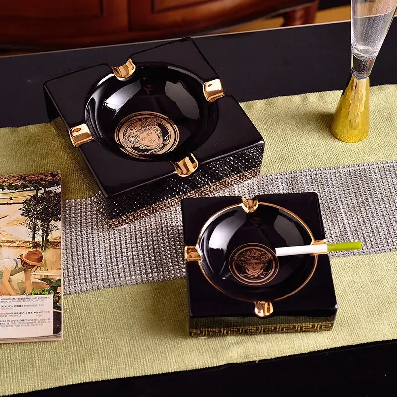 European style ceramic ashtray creative trend fashion retro living room coffee table large home office ceramic ashtray