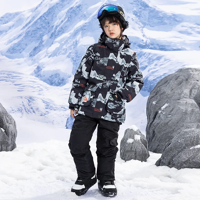 

Winter -30℃ Children‘s Ski Suit Professional Snowboarding Jacket and Ski Pants Boy's and Girl's Snow Suits Warm Waterproof