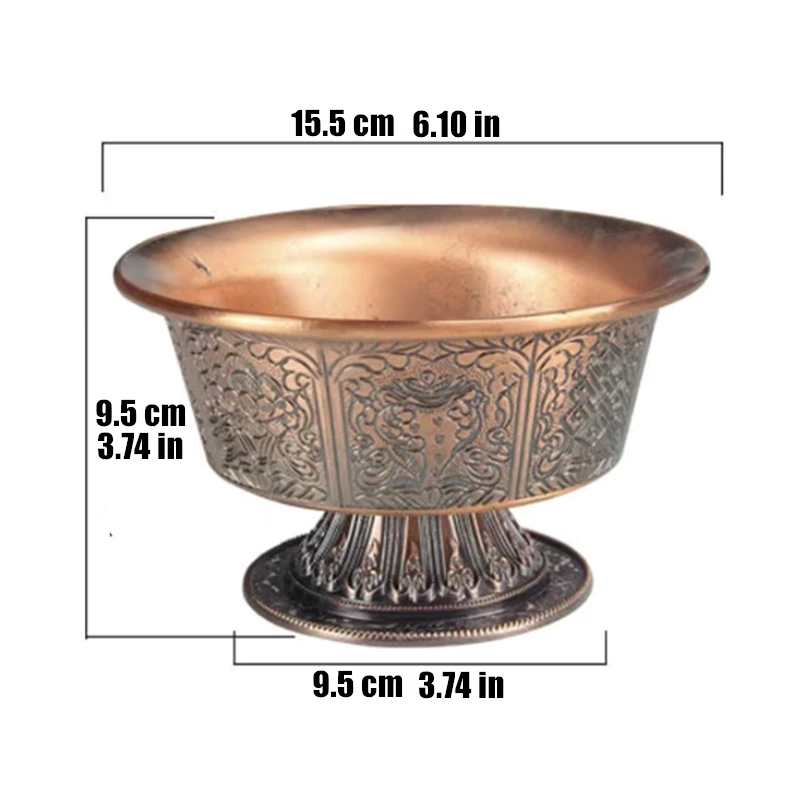 Multifunctional Sanskrit Buddhist Incense Fire Bowl Red Copper Tribute Engraving Fire Serving Tray Mandala Smoke Supply Furnace 5