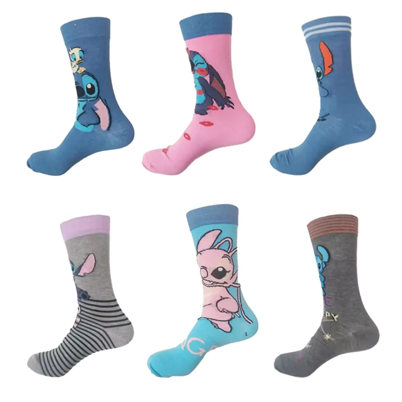 Disney Anime Socks Cartoon Stitch Long Socks Cotton Sports Skateboard socks Kawaii Stitch Knee-high Birthday Gifts
