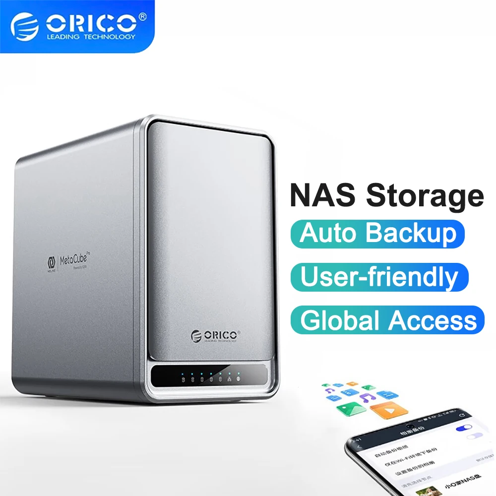 

ORICO 2/5 Bay Personal Cloud Network Storage, Supports Remote Access, Shared Data, Intelligent Classification, Automatic Backup