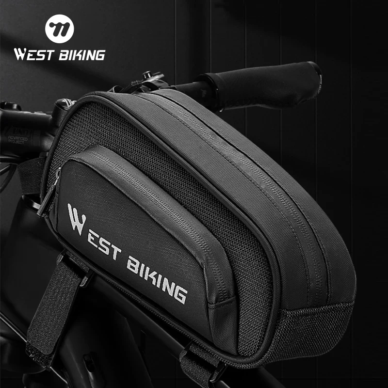 West biking fahrrad tasche 1,5 l tragbarer rahmen vorderrohr fahrrad tasche wasserdicht mtb rennrad tasche fahrrad zubehör