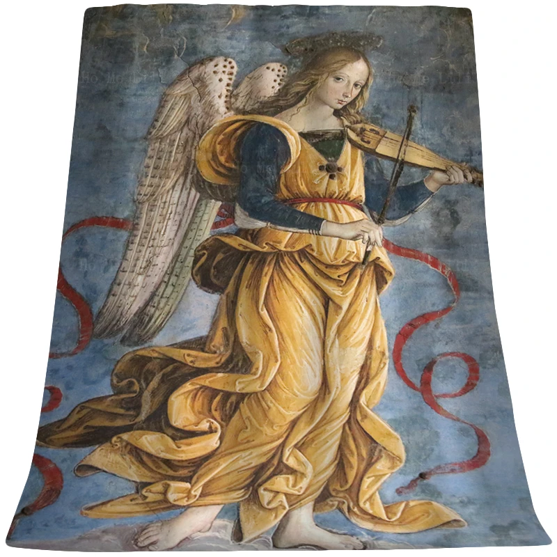 Angels Who Weigh The Soul And Fight With The Devil Chapel Frescoes Coperta Di Flanella Di Ho Me Lili Per Tutte Le Stagioni Applicabile