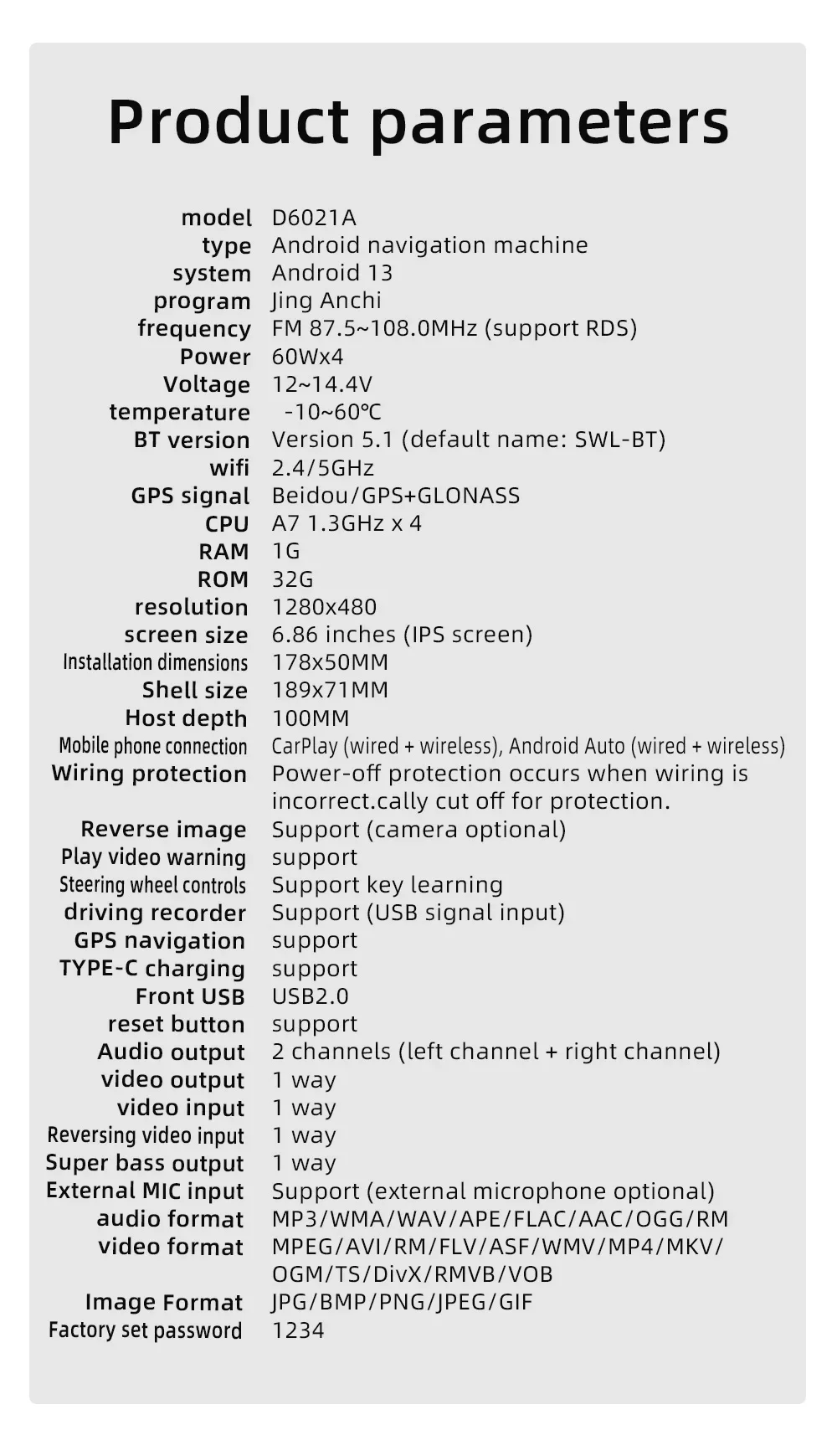 Sea5d64ba94784e65bbddd3a10827ca76P Universal Car Radio 6.86" 1Din Android Player Touch Screen WiFi Carplay Car Stereo Video GPS Navigation IPS Screen MP5 Player