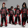 Boys Hip Hop Contrast Sweatshirt Fire Joggers Pants Girls K-pop Street Dance Costumes Kids Jazz Clothes Sets Children Streetwear 1
