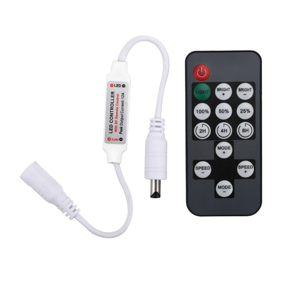 14Keys LED Strip Controller Mini Dimmer RF Remote Control DC Head DC 5V 12V Controller for LED Strip Single Color