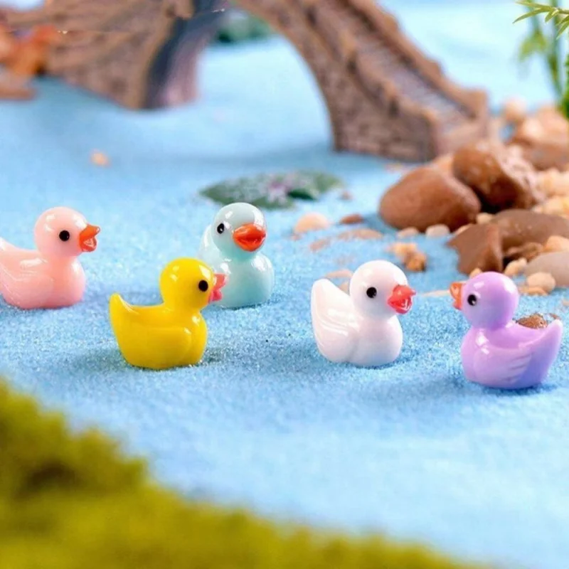 200-10pcs/set Resin Mini Ducks Ornament Miniature Figures Tiny Duck Handicraft Micro Landscape Dollhouse Decoration Accesories