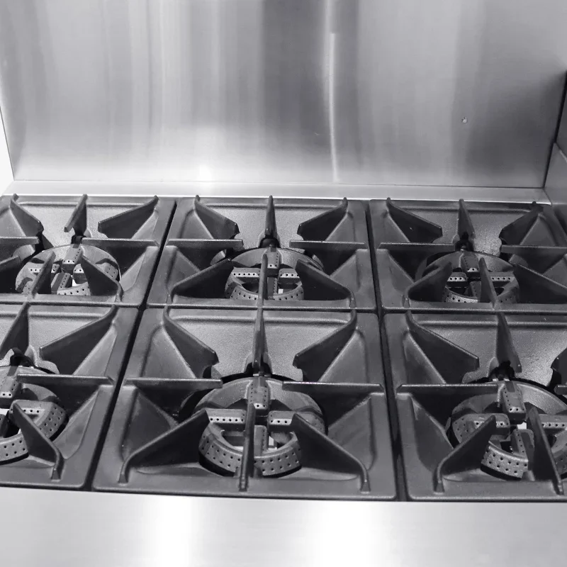 Industrial Restaurant Kitchen Use Gas Stove Cooking Range 6 Burner With Electric Oven