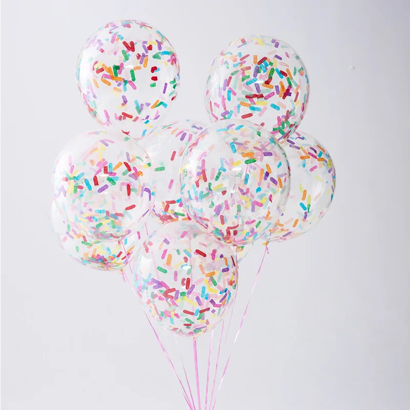 10/20/50 szt. 12 cali 5g przezroczysta długa taśma balony konfetti ślubna dekoracje urodzinowe pączka w kolorze lodów Balon konfetti