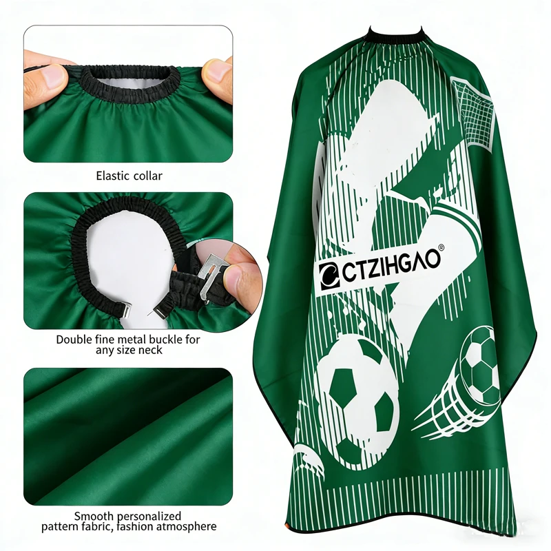 새로운 미용 가운 축구 프린트 패턴 컷 헤어 방수 천 살롱 바버 케이프 전문 헤어 스타일리스트 헤어컷 케이프