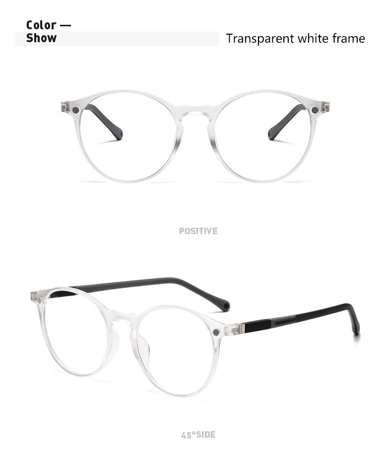6-in-1-Brille, transparenter runder Rahmen mit 5 Stück Clip-on-polarisierten Sonnenbrillen, magnetische Brillen, männlicher Computer, optisch 3305 – Detail 15