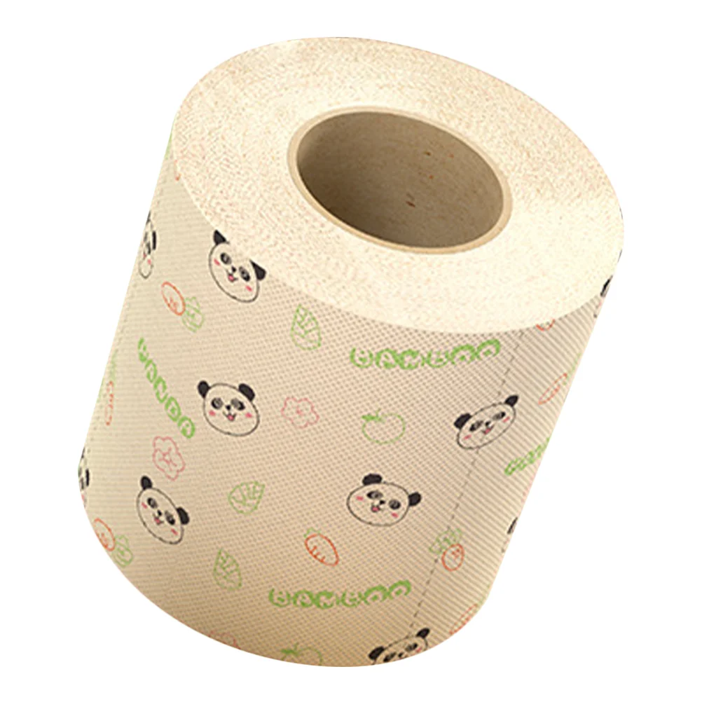 Roll Toilet Paper Pink Novelty Printing Bamboo Pulp Bathroom Cover