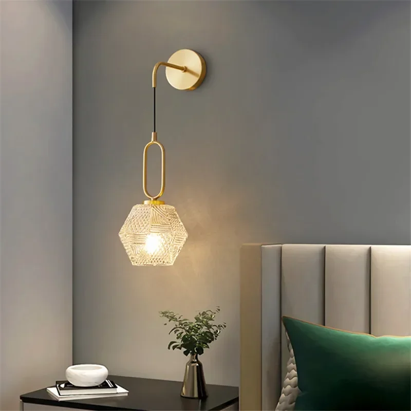 

European style wall lamp Postmodern black and gold lights Bedside study living room background wall room decor luxury light