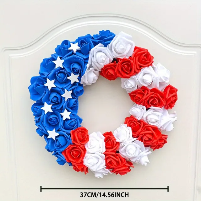 Patriotic American Festival Wreath -15in Handcrafted - Image 3
