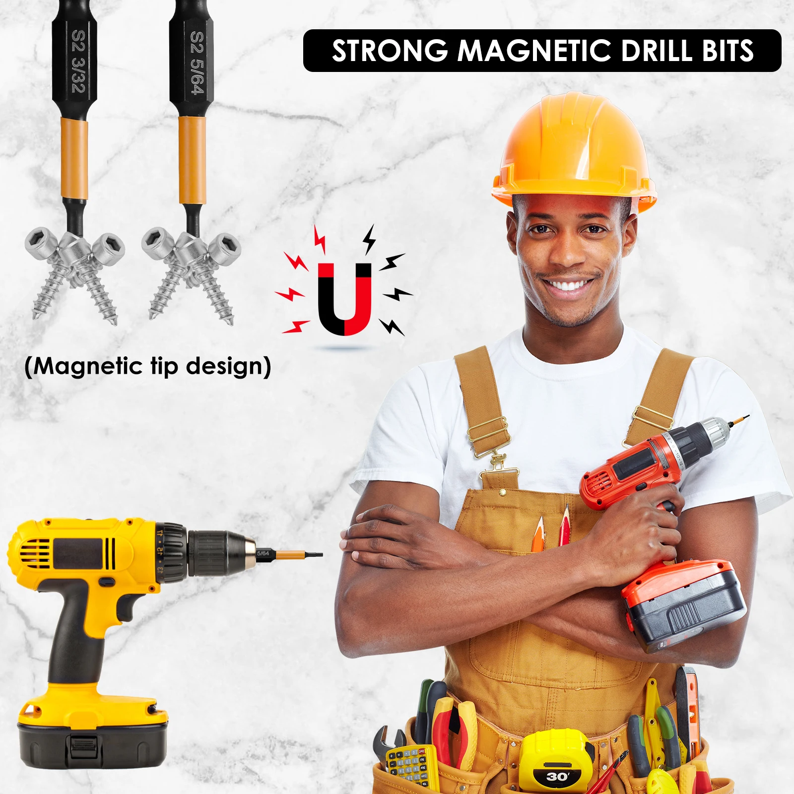 Impact Allen Wrench Drill Bit Set 10pc Metric - 1/4 Hex Shank S2 Steel Bits With Magnet
