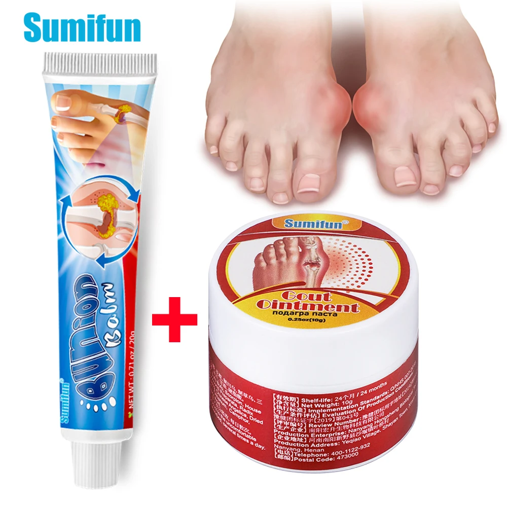 

2Types Sumifun Gout Treatment Cream Bunion Toe Finger Swelling Pain Relief Ointment Hallux Valgus Arthritis Painkiller Plaster