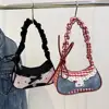 Fashion Grid Women Bag Lace Ribbon Stretchable Shoulder Strap Single Shoulder Underarm Bag Daily Commuting Student Handbag 2 Fashion Grid Women Bag Lace Ribbon Stretchable Shoulder Strap Single Shoulder Underarm Bag Daily Commuting Student Handbag 2