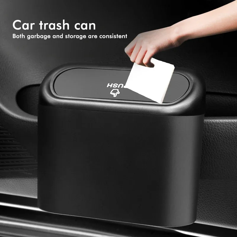 Portable Car Trash Can Hanging Mini Vehicle Garbage Organization With Lid Multifunctional Folding Automotive Garbage Storage Box