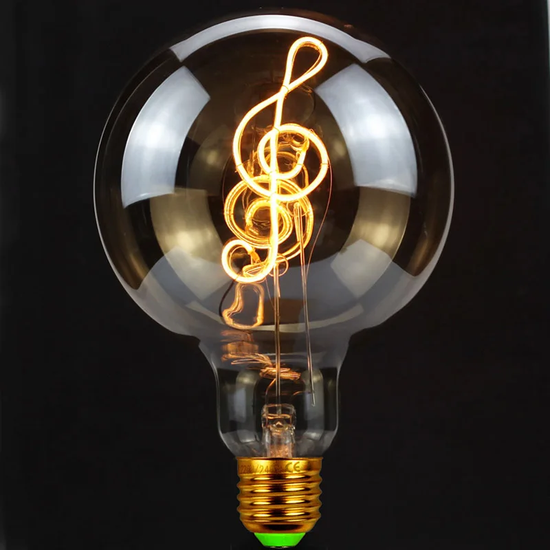 

Music G125 Retro Love Bulb E27 220V 110V 4W Soft Spiral LED Filament Bulb Ampoule Vintage Lamp Loving Heart Filament Decoration