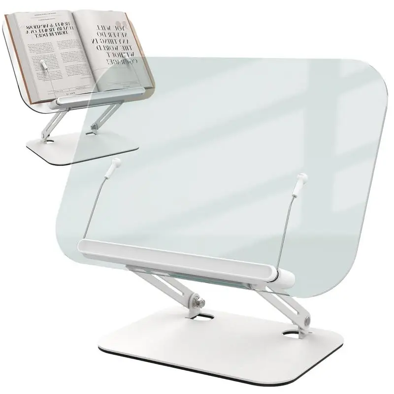 

Book Reading Stand Foldable Acrylic Book Holder Transparent Desk Riser Study Supplies With Page Clips For Books Tablets