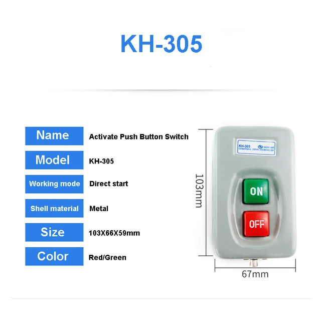 3 Pole Motor Safety Switch INFRI KH Series On-Off Transfer Push Button ...